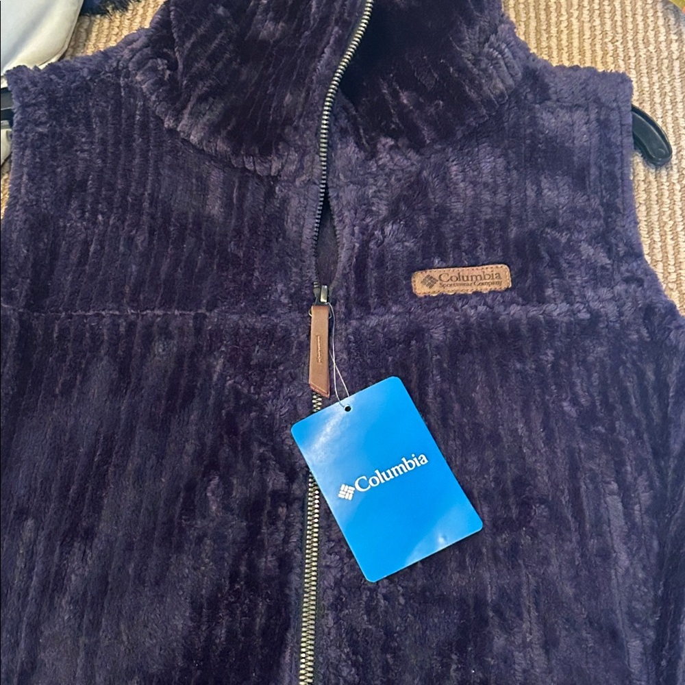 NWT Columbia fireside Sherpa long vest in navy cord size small - Picture 7 of 12